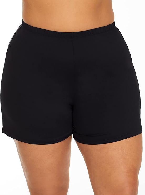 Leilani Women's Plus Size Board Short Swim Bottom, Black, 16W at Amazon
