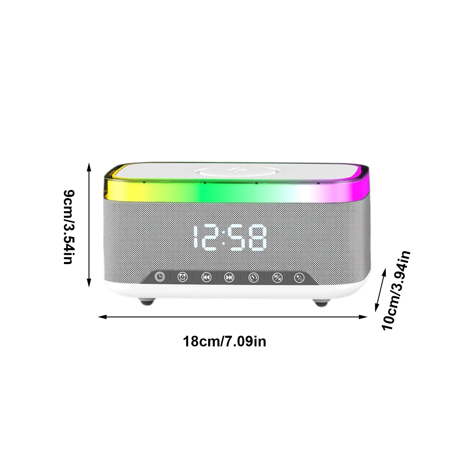 Sveglia con Ricarica Wireless Lampada con Altoparlante Digitale | Sveglia con Ricarica Wireless e Rumore Bianco Per Uso da Comodino Notturno Interni Casa Sonno Postazione di Lavoro Scrivania