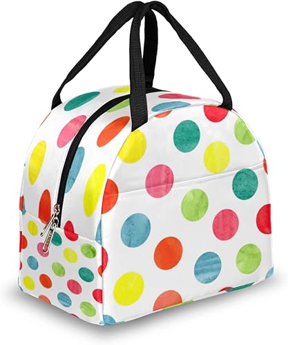 Colorful Polka Dot Circles Lunch Bag Insulated Lunch Box for Men Women Lunch Tote Bag Leakproof Meal Prep Bag Cute Lunchbag Lunchbox Lunch Bags for