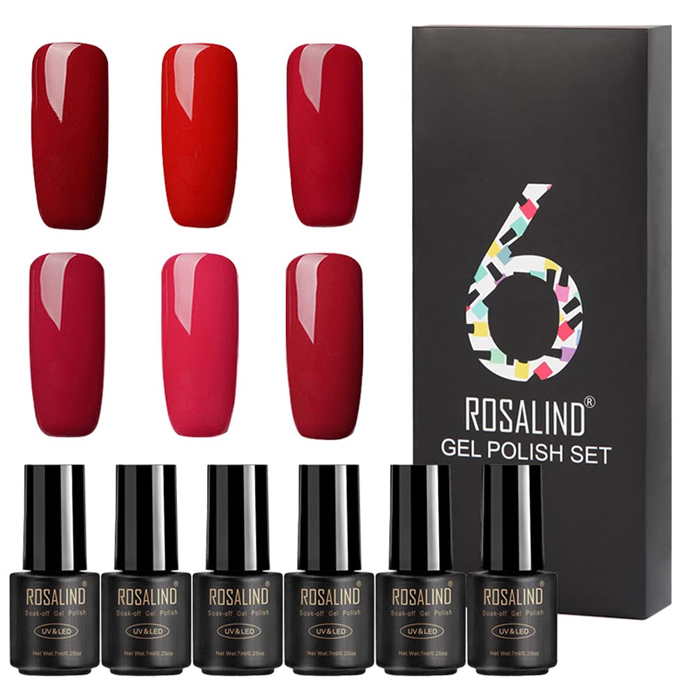 Hingers ROSALIND 6Pcs/Lot 7ML Nail Soak-off Gel Polish UV Nail Long-lasting Polish Set for Manicure Gel Lacquer