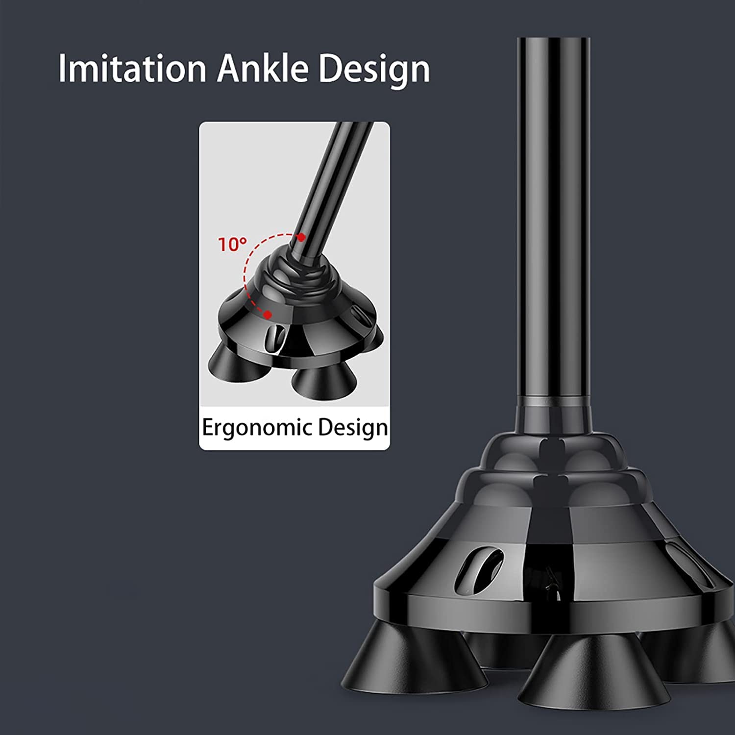 Quad Cane, wielofunkcyjne kule teleskopowe do wspinaczki górskiej dla mężczyzn i kobiet, ergonomiczny, antypoślizgowy uchwyt w kształcie litery T ze światłem LED, regulowana wysokość Mobilne n
