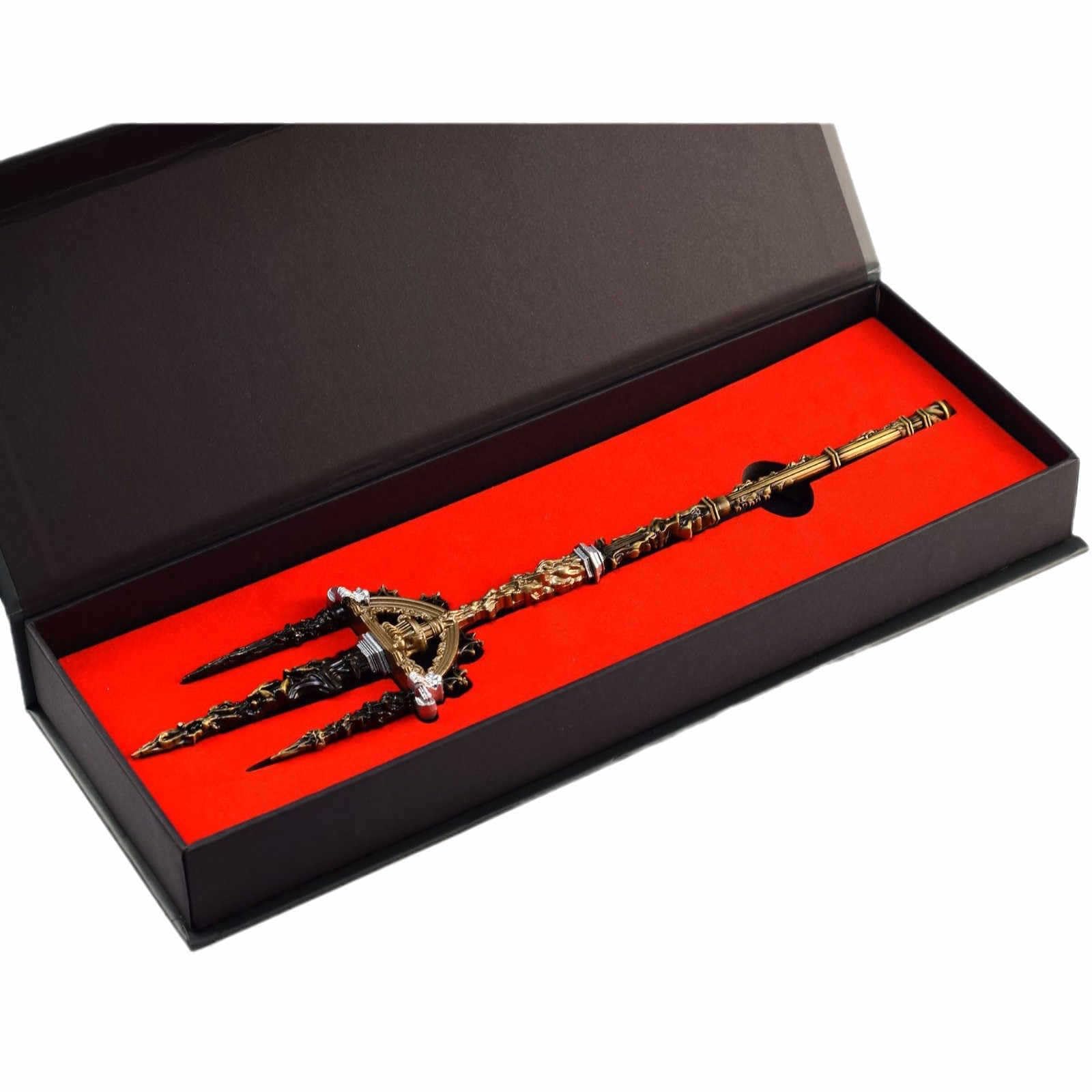 Elden Ring Mohgwyn's Sacred Spear 30cm Metal Mini Prop – Gaming Merch Collectable with Display Stand & Gift Box, Desktop Decoration, Party Ornament for Fans