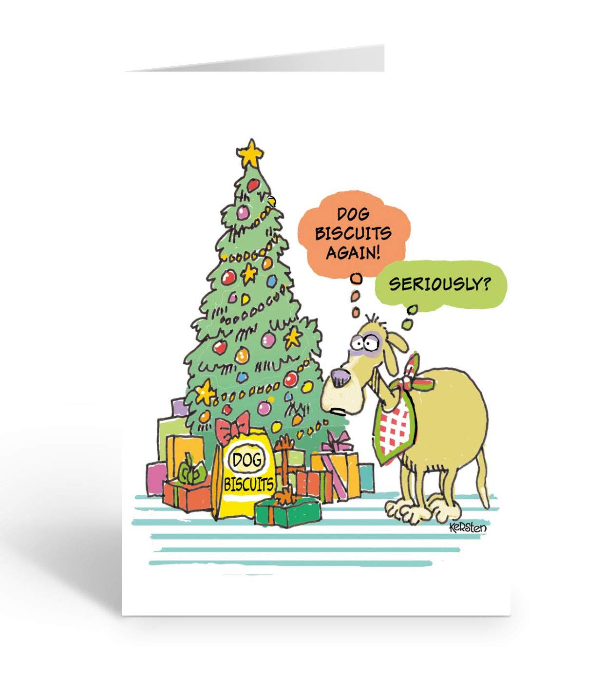Lustige Weihnachtskarte mit Hundemotiv – Dog Biscuits Again! – 18 humorvolle Hundekarten und Umschläge.