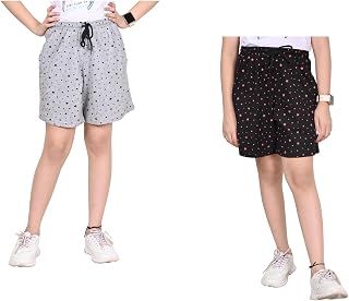 Girls Cotton Star Printed Regular Bermuda Shorts (Pack of 2) Price In India