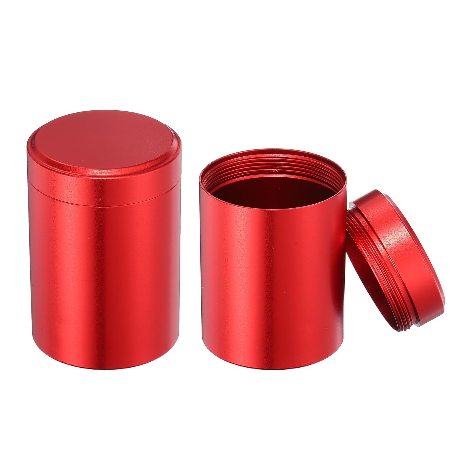 sourcing map 2 Pcs Round Tea Canisters, 2.6" x 1.8" Portable Storage Jar Airtight Metal Tea Containers with Lids for Storing Coffee Beans Cookies Spices Candies Candles DIY, Red