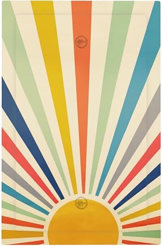 Placa de pared decorativa en blanco de 1 gang sin dispositivo para receptáculo hippie de mediados de siglo 1970 años 60 abstracto boho años 70 sol