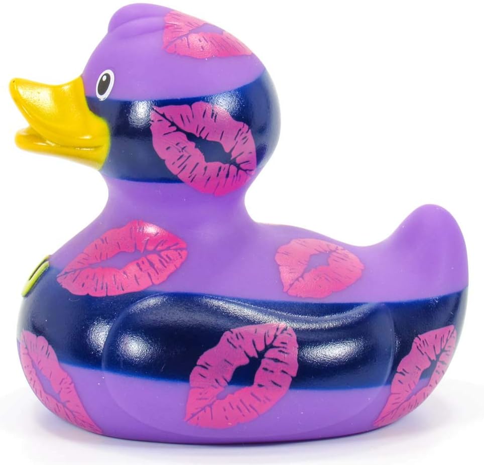 Mwah Mwah Rubber (Kiss) Rubber Duck Bath Toy by Bud Duck | Elegant Gift Packaging - "Kiss me quick! | Child Safe | Collectable