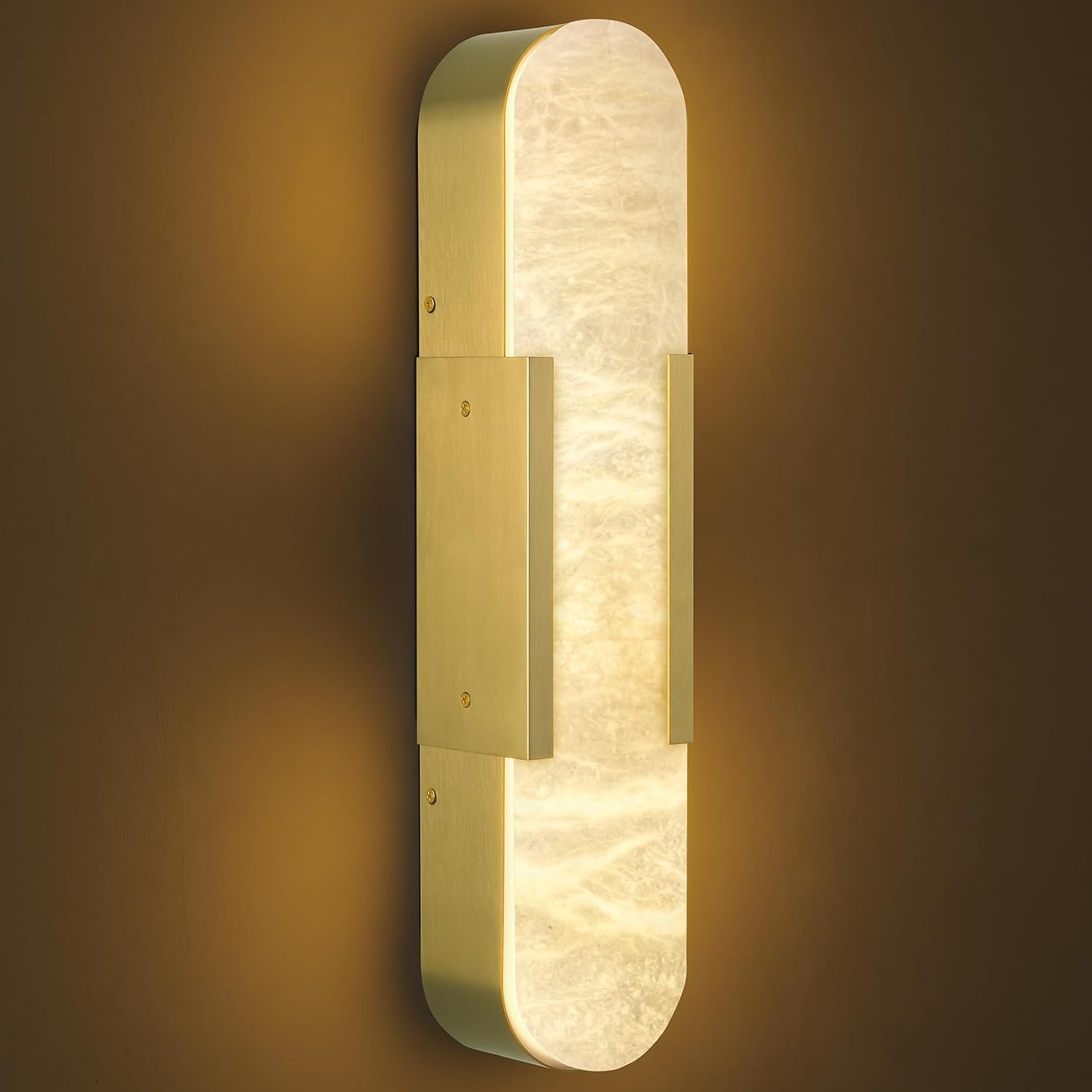 alabaster wall sconce, 20" natural marble wall sconce, brass alabaster sconces, indoor modern bathroom sconces wall lighting for living room, bedroom, hallway, stairs brass-20 in-1 pack