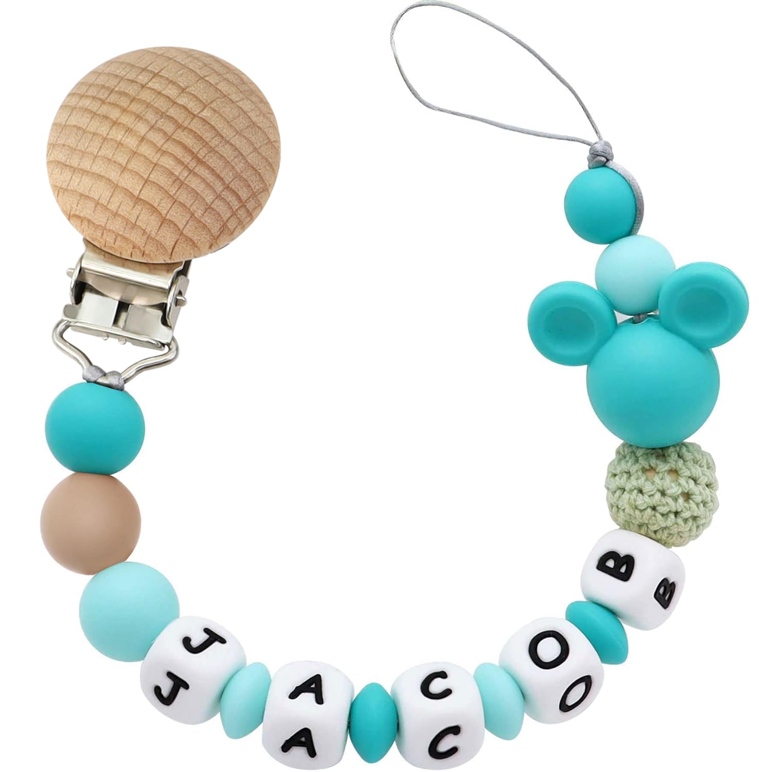 Personalized Stroller Clip with Name (Green)