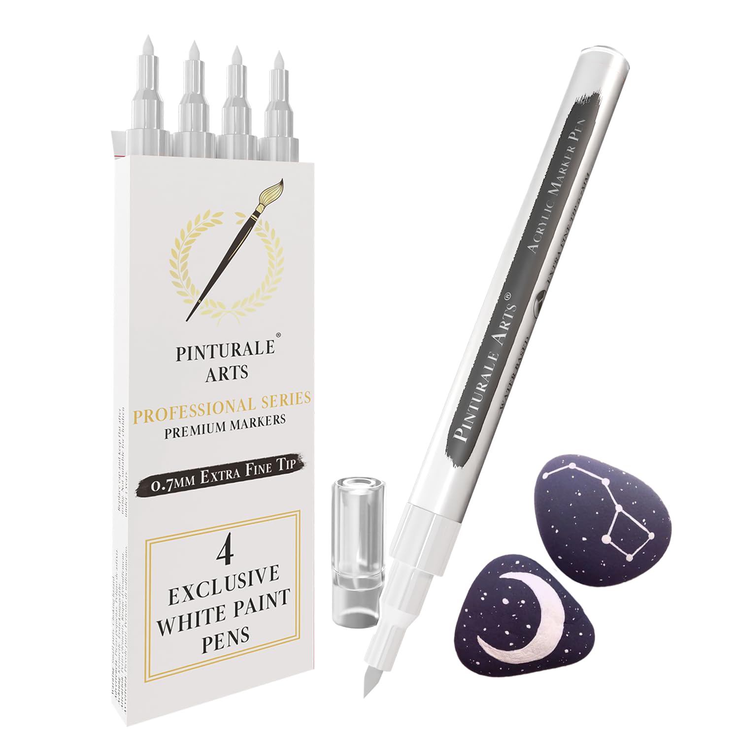 Caelura 5er Set Weißstifte - Permanent Marker & Fineliner Für Schwarzes Papier