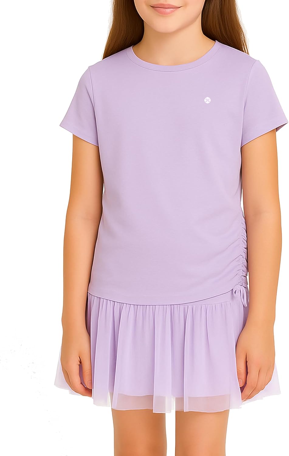 RBX Girls' 2-Piece Active Skort Set: Ruffle Mesh Skort with Shorts & Cinched Jersey Top, Sizes 4-16