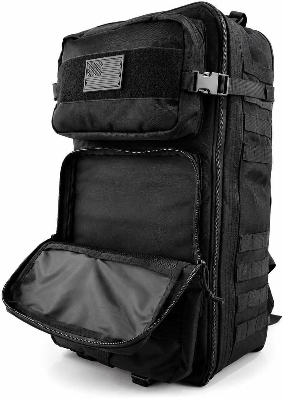 Large Black Tactical Backpack for Men, 50L/60L/70L Expandable Military Backpack