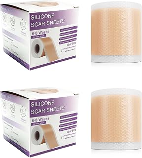Parches de silicona para cicatrices, cinta de eliminación de cicatrices de grado médico profesional, adecuada para cicatrices nuevas y antiguas, cesáreas, cirugía, quemaduras, acné (2 pieza)