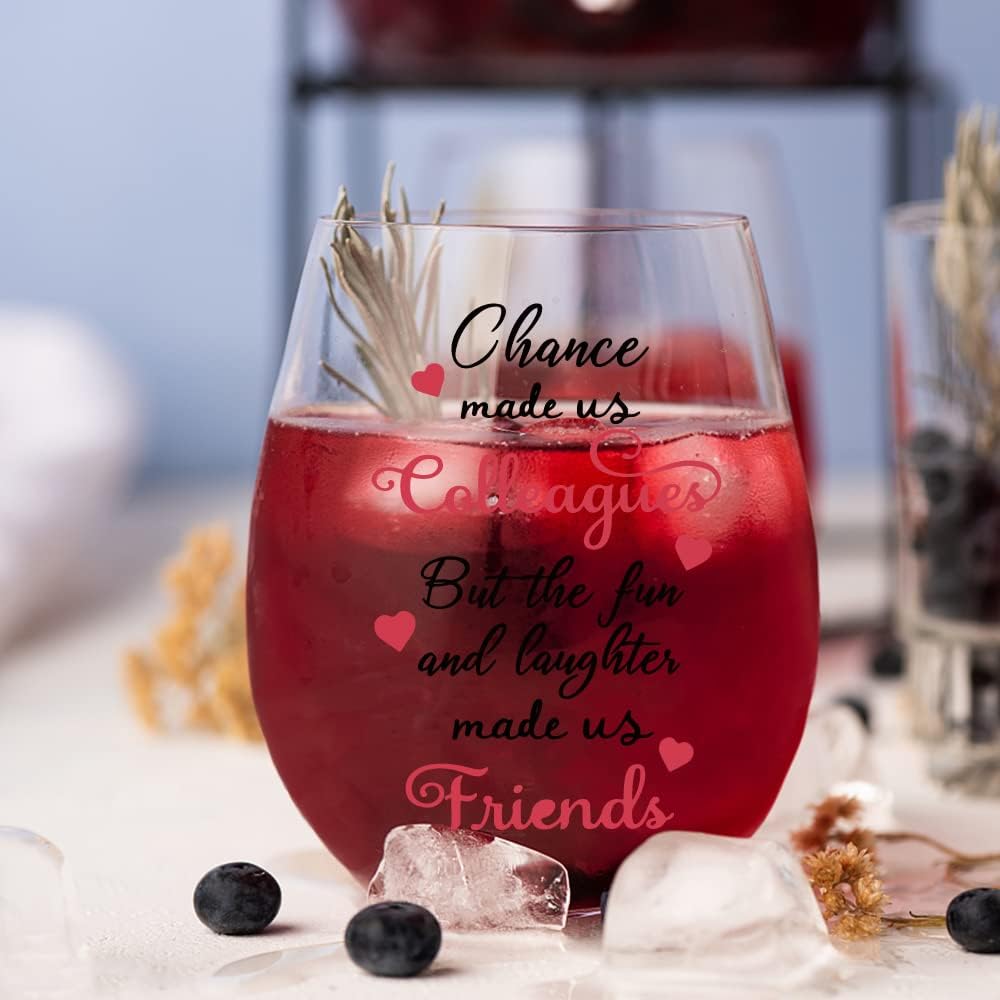 AGMDESIGN Chance Made Us Colleagues Wine Glass With Gift Box, Retirement Thank You Gifts for Women Men Coworker Leader Mentor Boss, Leaving Going Away Appreciation Gifts for Women Men Coworker Boss - Image 4