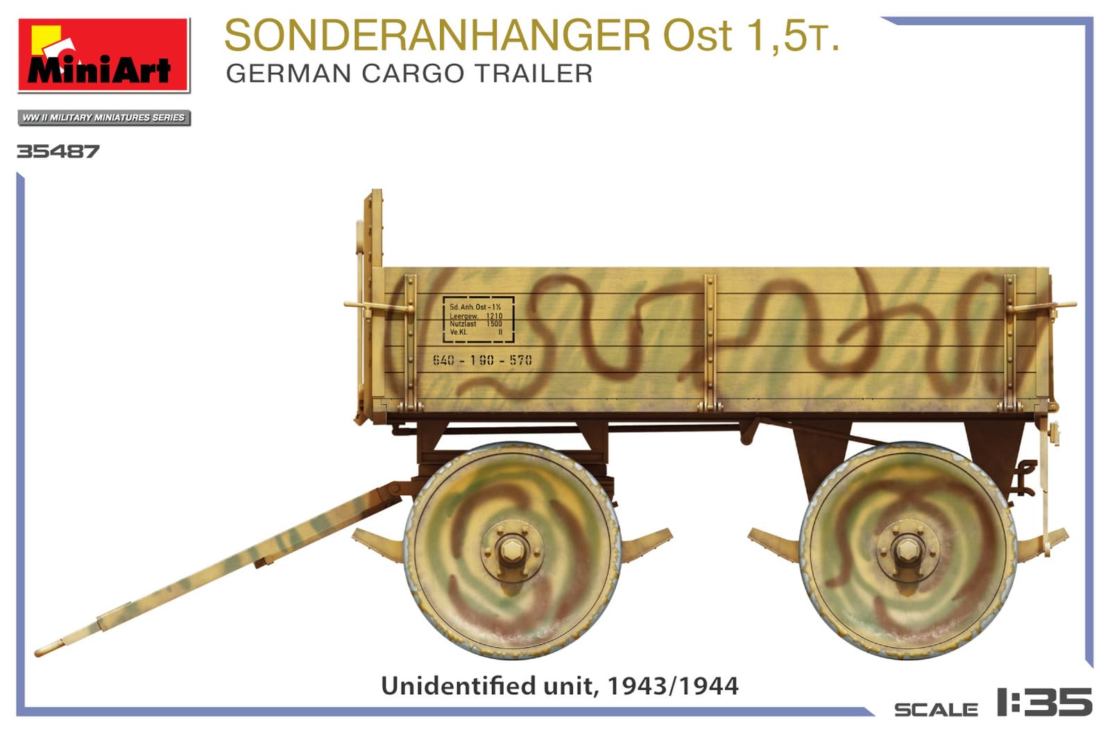 Miniart 1:35 - Sonderanhager Ost 1,5t deutscher Frachtanhänger