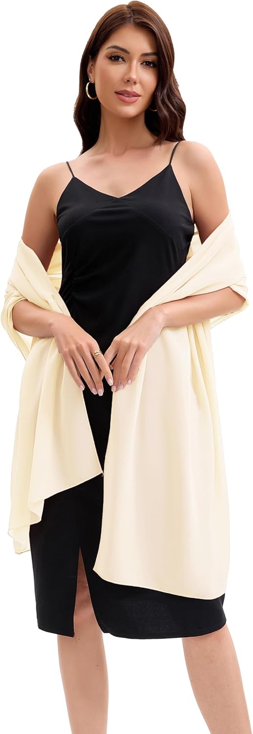 Baoqiya Women's Shawls and Wraps for Evening Dress Chiffon Shawl Soft Elegant Silky Pashmina Wedding Bridal Scarf - Image 4