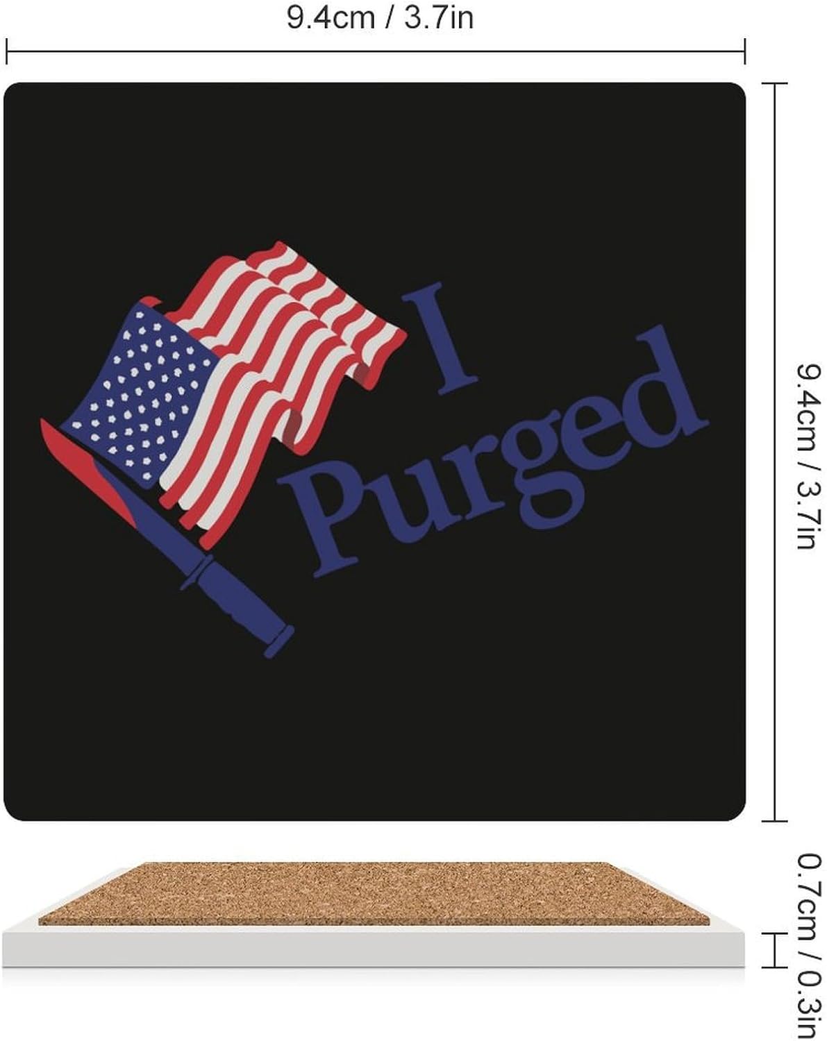 I Purged U.S. Flag Funny Ceramic Coasters for Drink Absorbent Cup Holders Tabletop Protection