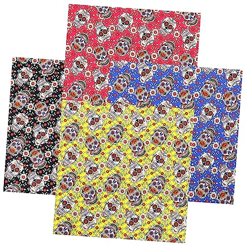 Tissu Halloween coton motif crâne NUOBESTY pour couture et patchwork - Lot de 20 pièces