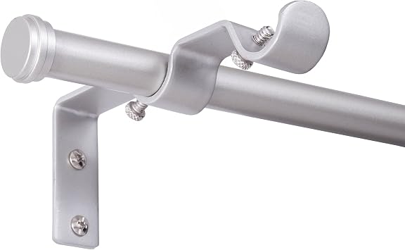 Kenney KN76109 Double Curtain Rod Conversion Kit, 42-120" Adjustable Length, Brushed Nickel Finish, 5/8" Diameter Steel Tube