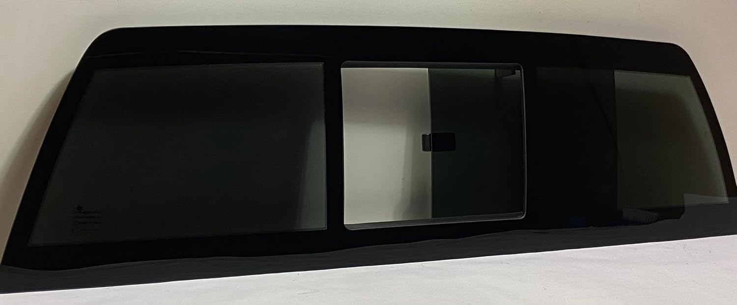 Rear Manual Sliding Glass Window compatible with Chevy S10 or GMC Sonoma Pickup 1994-2005 Factory Standard Dark Tinted / Non-Heat