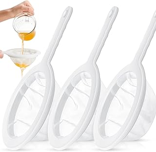 3 Piece Kitchen Fine Nylon Mesh Strainer Food Yogurt Mesh Sieve Plastic Mesh Colander with Handle Mini Brine Shrimp Separa...