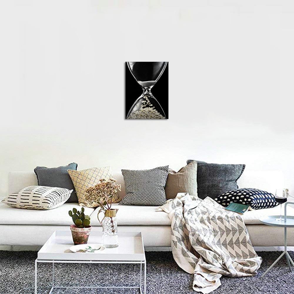 Inspirational Wall Art for Office Motivational Wall Decor Time Is Money Poster HD Print on Canvas Inspirational Artwork for Classroom Library Office Gym Wall Decor Framed Ready to Hang - 12x16 inch