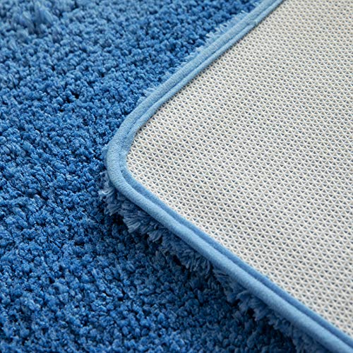 MIULEE U Shape Bath Mat Super Absorbent WC Toilet Rug Non Slip Mat Super Soft Floor Mat Washable Rugs Cozy and Shaggy Rug Carpet for Bathroom Blue 1 Piece 50 x 60 cm 20x24 Inch - Image 4