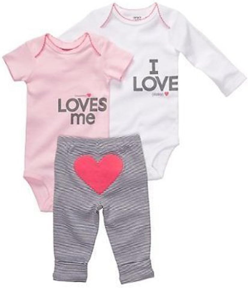 Carter's Baby Girls' Infant Girls 3 Pc Daddy Mommy Heart Pants Set ( 24 Months)
