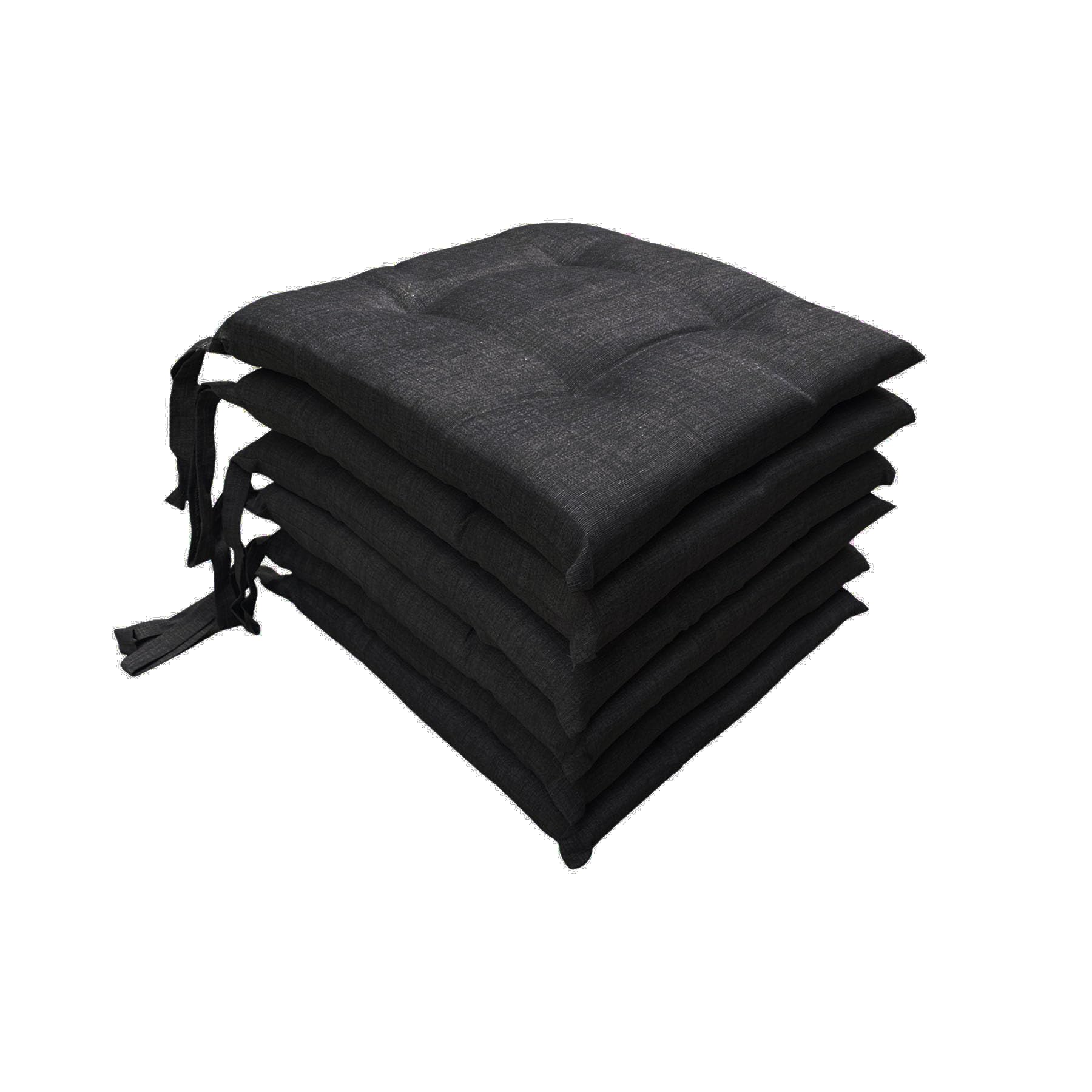 Set 6 Cuscini per Sedia da Cucina Made In Italy 40x40 Coprisedia 4 punti Nero