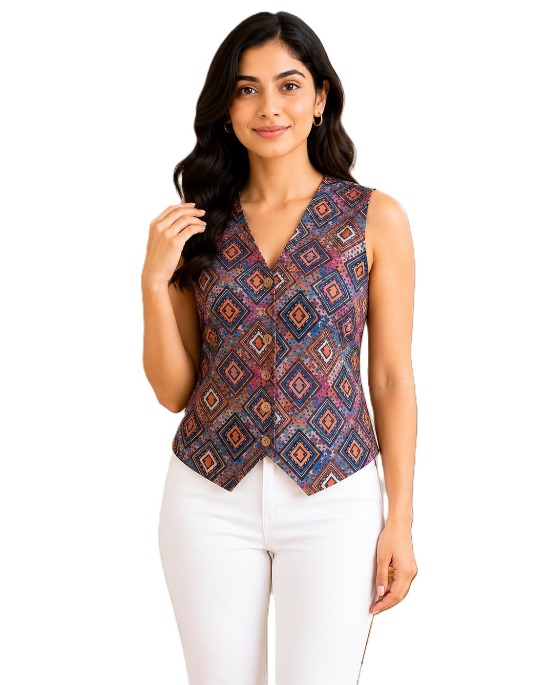 Women's Premium Printed Sleeveless Layering Waistcoat-image-19