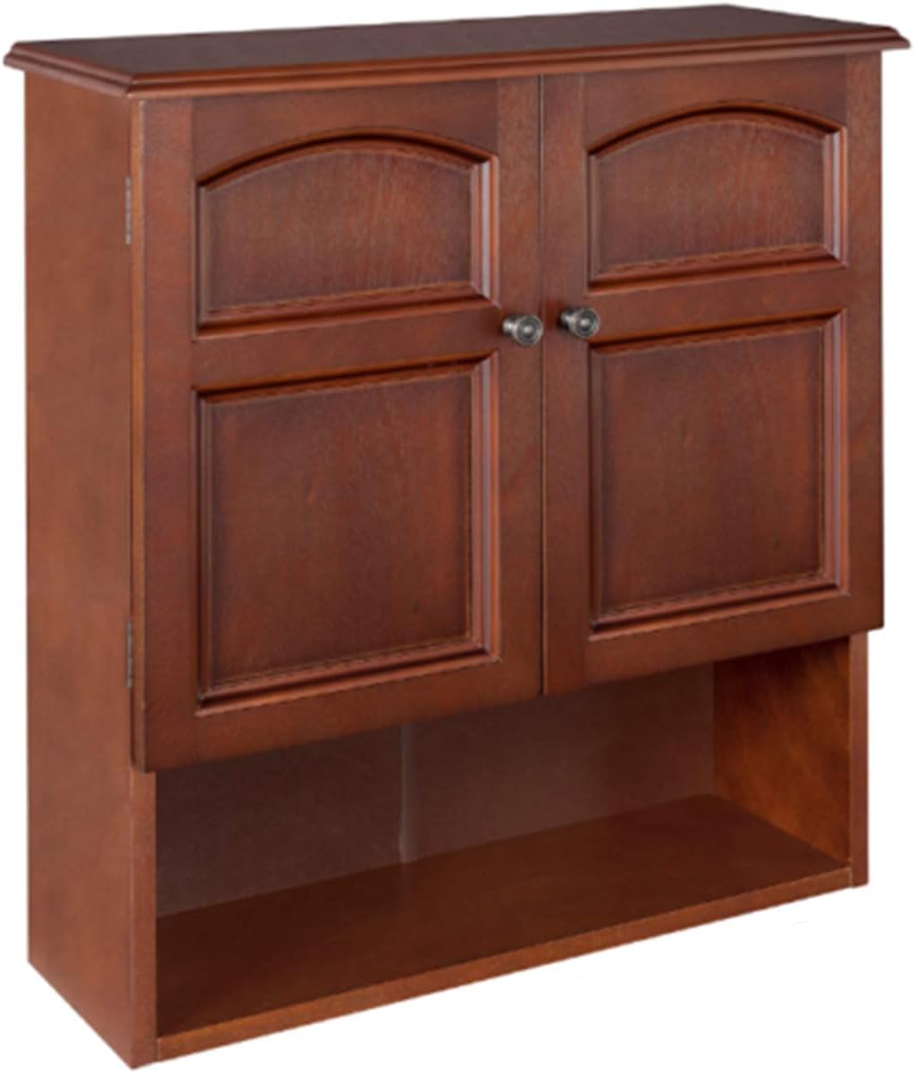 New Mahogany Classic Medicine Cabinet Organizer Storage Shelf Doors Bathroom Wall Mount Kitchen Drawers Cupboard Floor Rack Toilet Wooden Wood 8" L x 22.25" W x 25" H of Set