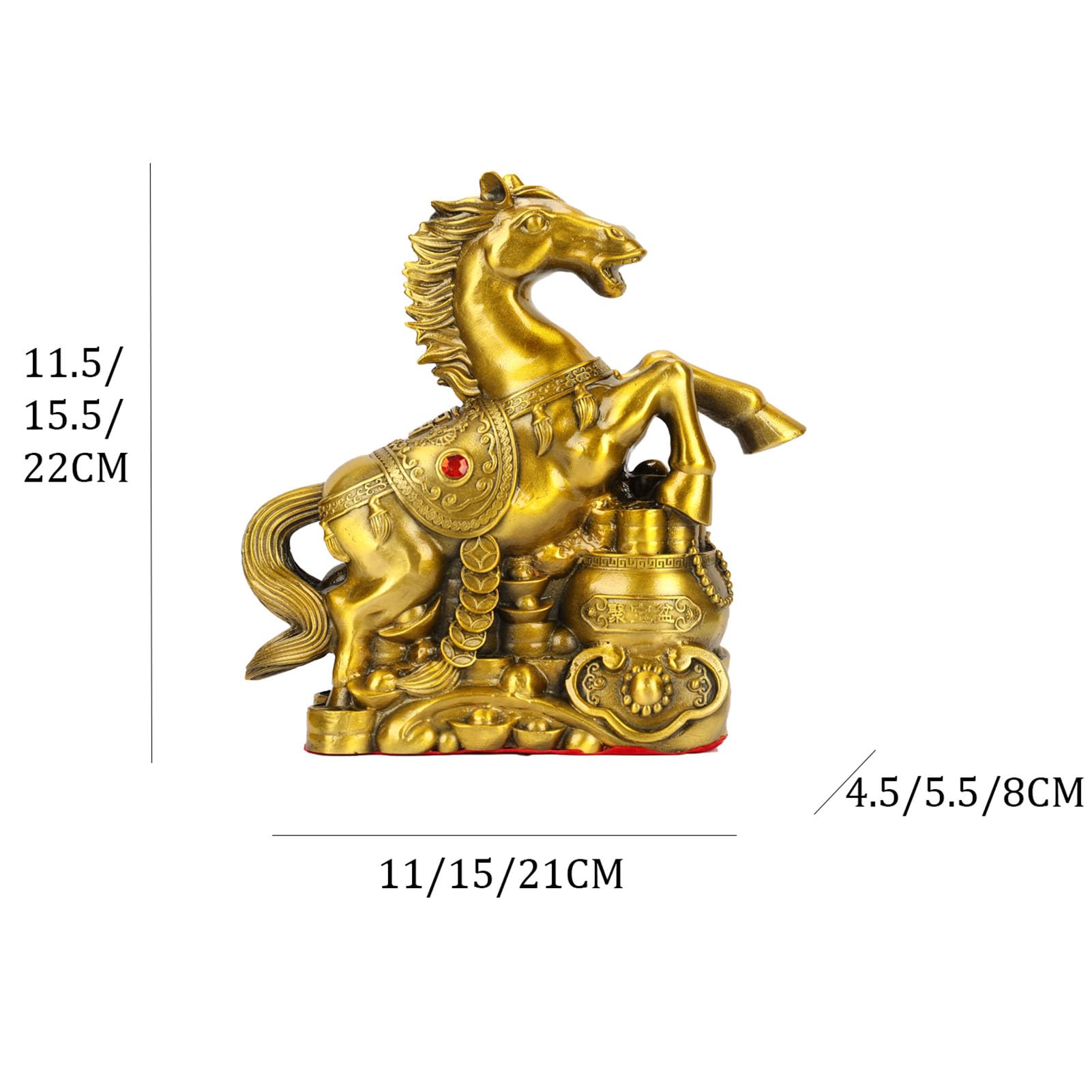 Ozdoba konia na szczęście Chiński posąg zodiaku Bogaty koń Feng Shui Figurka Bóg bogactwa Figurka Dekoracje do domu Figurka Biuro w stylu chińskim Feng Shui Mosiądz,L