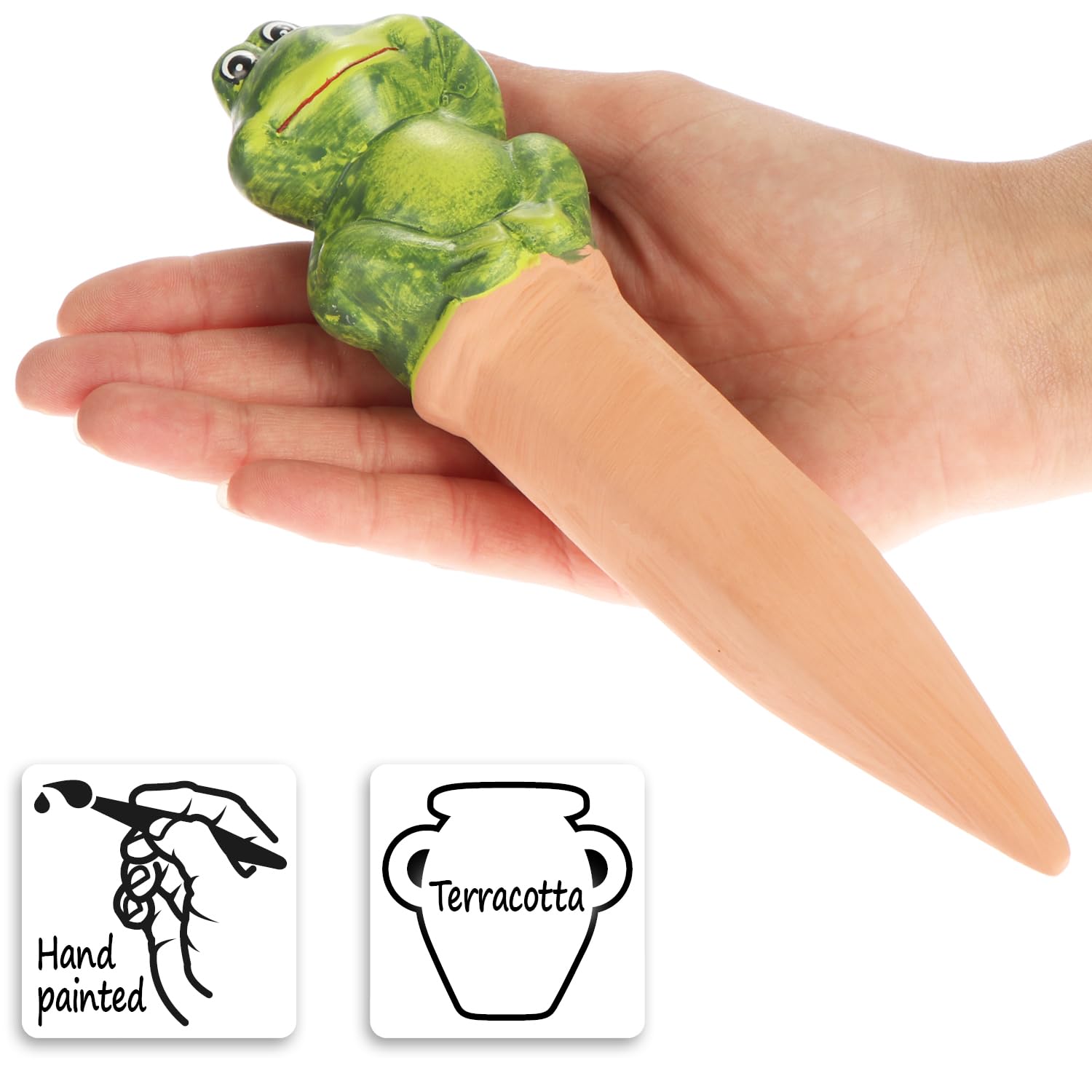 COM-FOUR® 3x Riego automático para plantas - Dispensador de agua para plantas - Conos de arcilla para regar flores (03 piezas - ranas)