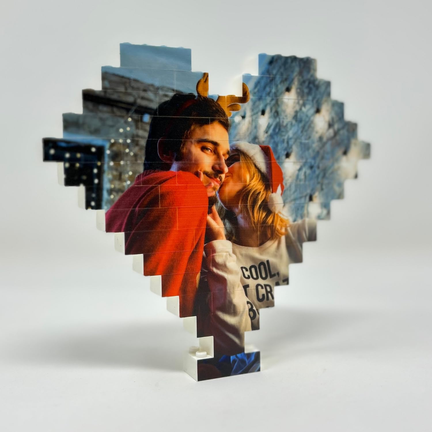 StickerLab Cuore in Mattoncini Regali Personalizzati, Made in Italy - Idea Regalo Personalizzata - Stampa Foto, Regali Personalizzabili - Festa della Mamma, Anniversario, San Valentino - 16x16cm