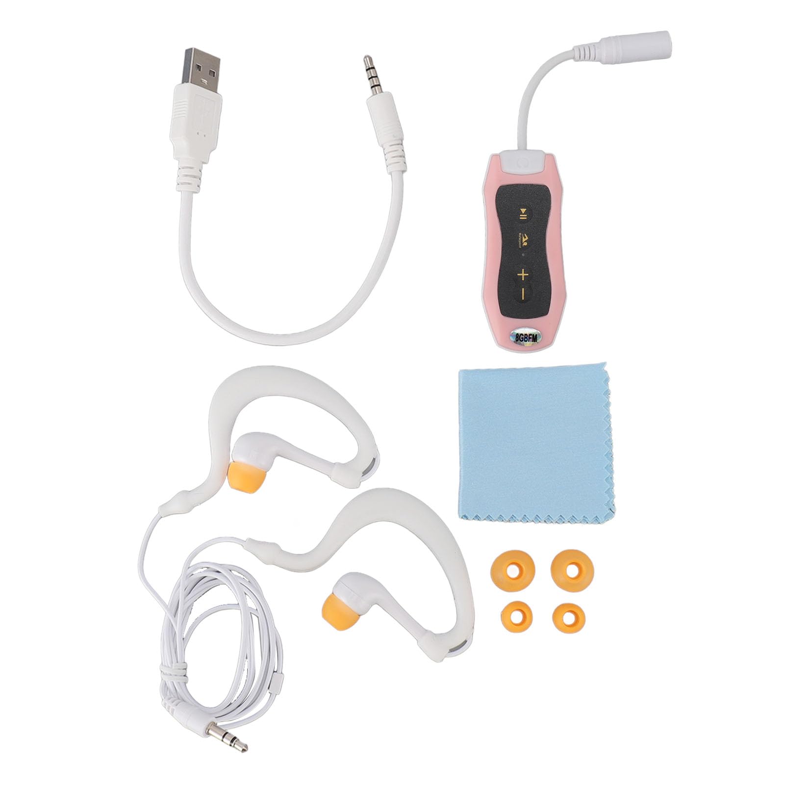 Lecteur MP3 étanche IPX8 pour la Natation, Lecteur MP3 Rechargeable avec écouteurs de Natation, écouteurs MP3 USB2.0 sous-Marins pour la Plongée et la Course à Pied (8GB)