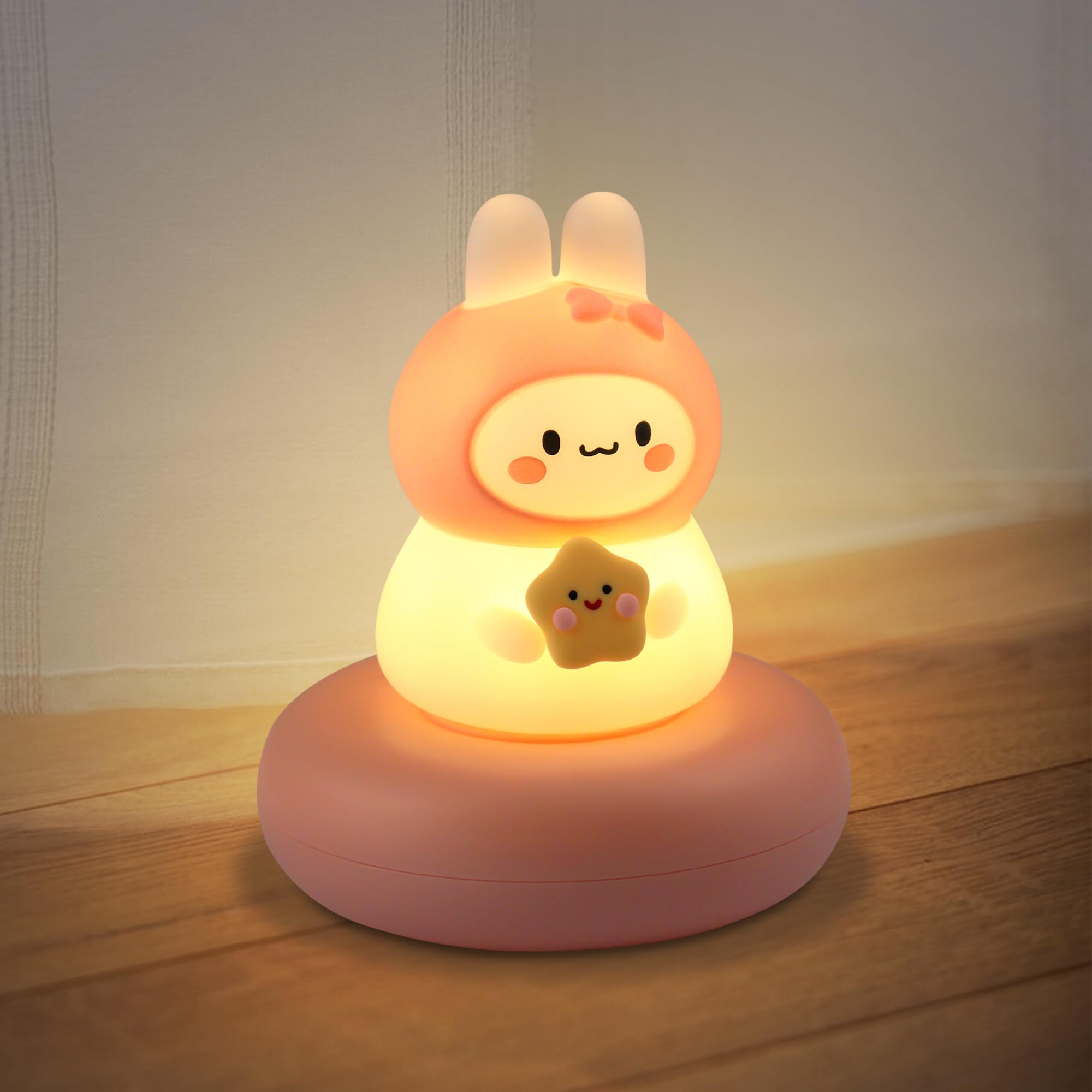 Annmore Kinder Nachtlicht Kaninchen Aufladbar | Baby Stilllicht, Niedlich Nachttischlampe, Geschenk zur Geburt Mädchen