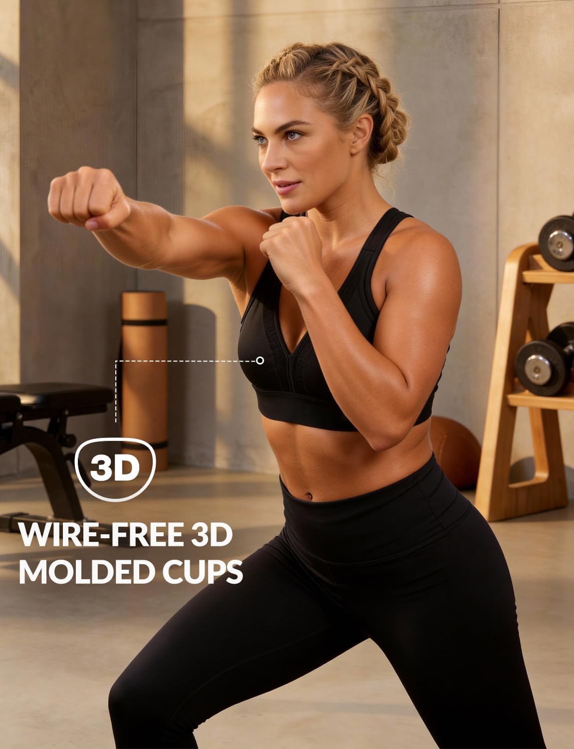 Yvette Sports Bras for Women High Impact Support, Sleek V-Neck with Adjustable Criss Cross Straps for Running & Workout - Image 5