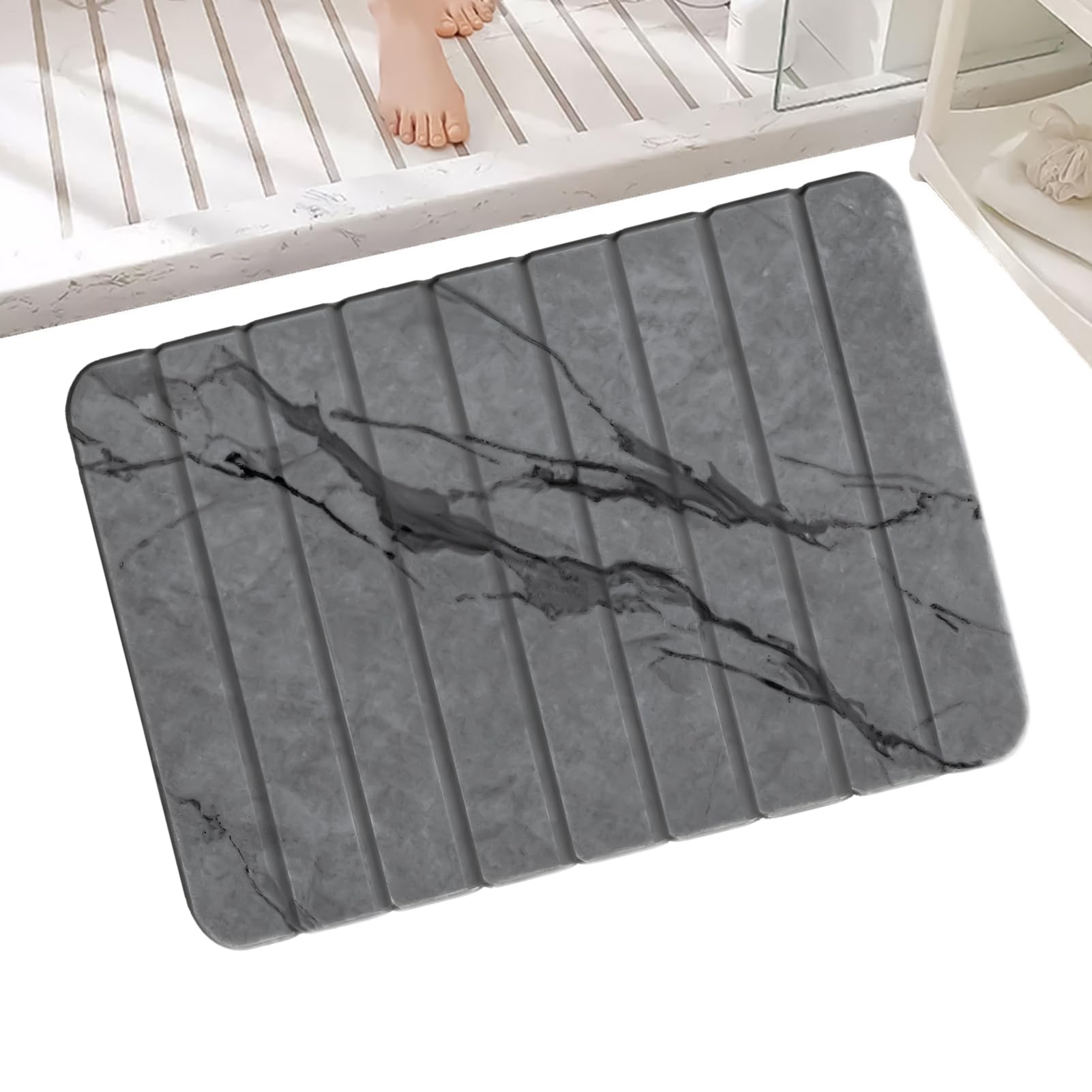 Tapis De Salle De Bain en Pierre Anti-Dérapant en Terre De Diatomées