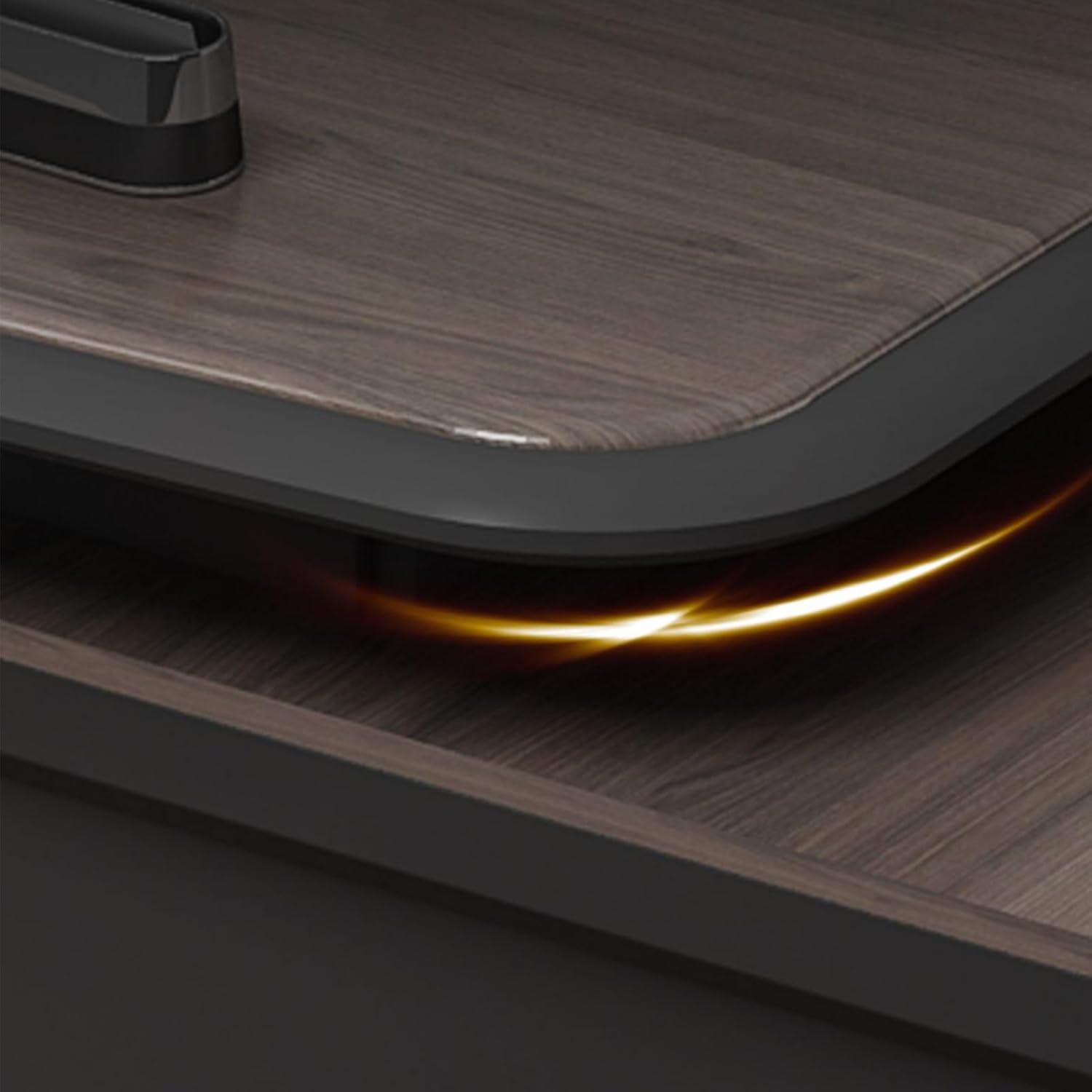 Brown L-Shaped Executive Office Desk Computer Desk with Lateral Cabinet Writing Study Table Business Furniture Set for CEO Boss