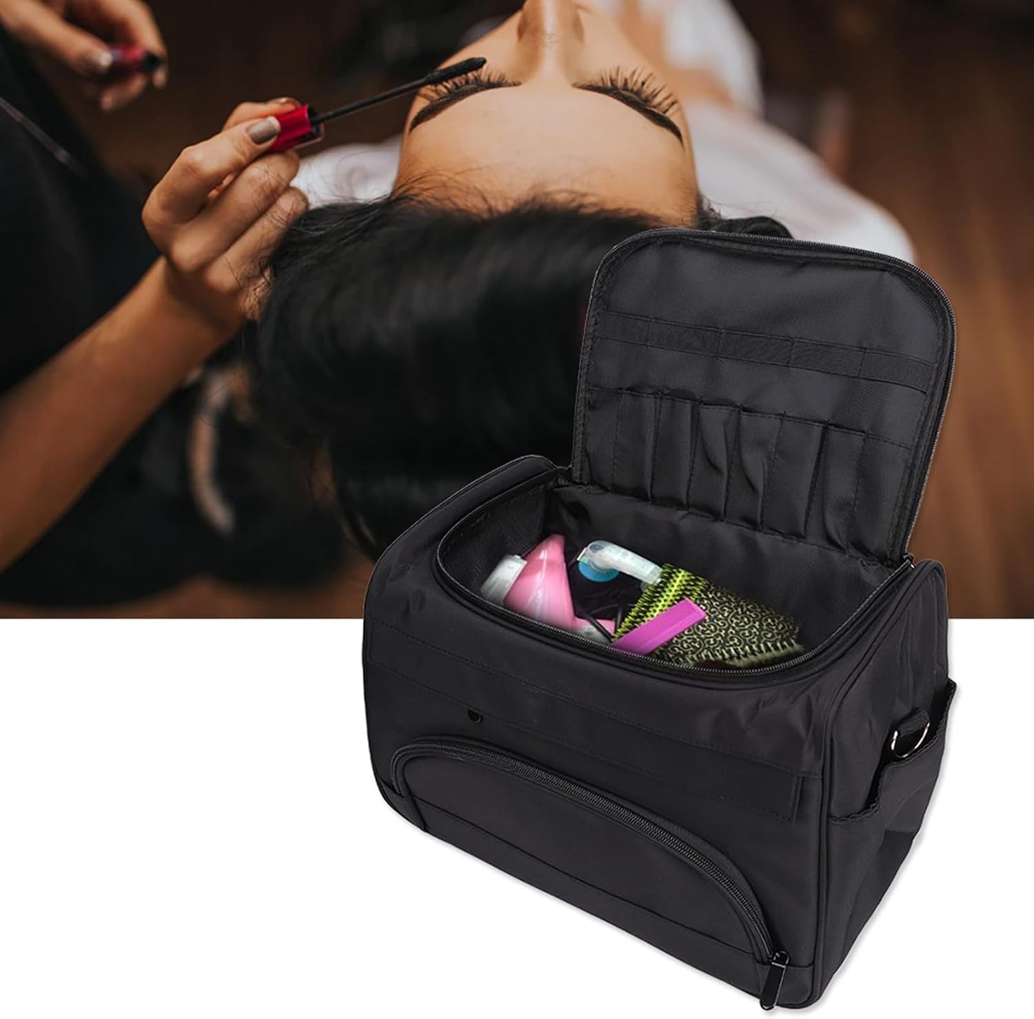 Hair Bag, Large Capacity Professional Hairdressing Bag Barber Travel Case Organizer Hairdressing Tool Storage Case with Shoulder Strap