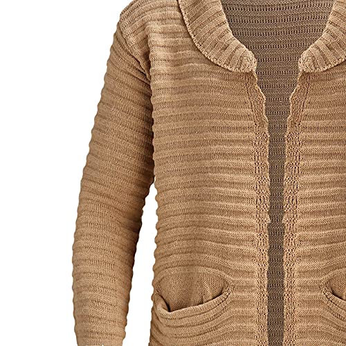 Sweaters for Men Men's Shawl Collar Long Cardigan Heavyweight Knitted Open Front Cardigans Sweaters Khaki4