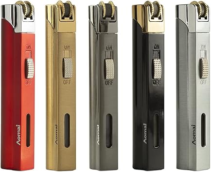 5 Pack Butane Torch Lighter Jet Flame Lockable Portable Adjustable Lighter with Fuel Visible Tank No Gas 5 Colors