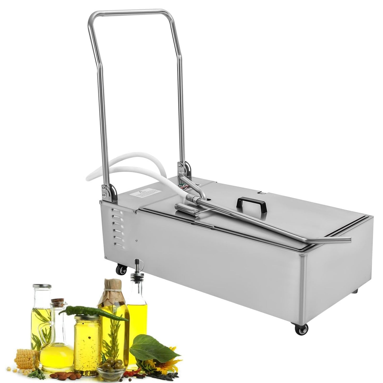 AYCDL Commercial Oil Filter Machine, Stainless Steel Deep Fryer Oil Pump with High Flow Rate for Efficient Kitchen Cleaning