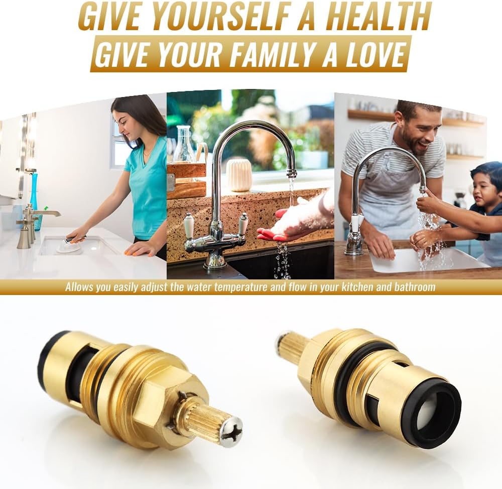 Kitchen Faucet Cartridge for Grohe 45883000 45882000 Cartridge Replacement Part, Cold Hot Flow Right Left Side Installation Suitable for Shower Bathroom Faucet Stem Replacement (45883000+45882000)