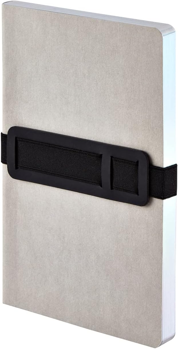 Nuuna Notebook A5 | Voyager M - Grey | Dotted | 3.5 mm Dot Grid | 176 Numbered Pages | 120 g Premium Paper | Vegan Cover Material | with Pen and Smartphone Holder | Made in Germany
