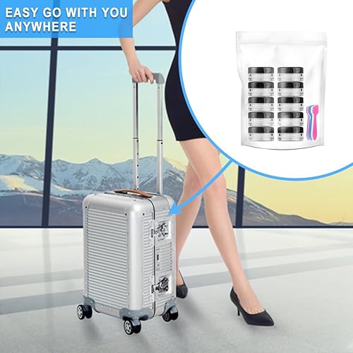 Miniatura 6 de Accmor 100 recipientes de muestra vacíos de 0.11 onzas con tapas rosadas, tarros cosméticos con 5 mini espátulas