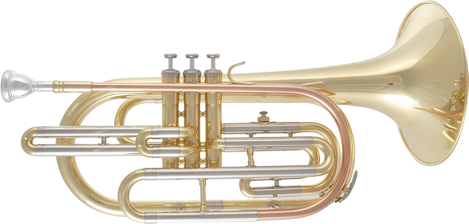 TMP-377 Basstrompete in B - Marching Posaune mit Goldmessing-Mundrohr - Marschposaune in Bb