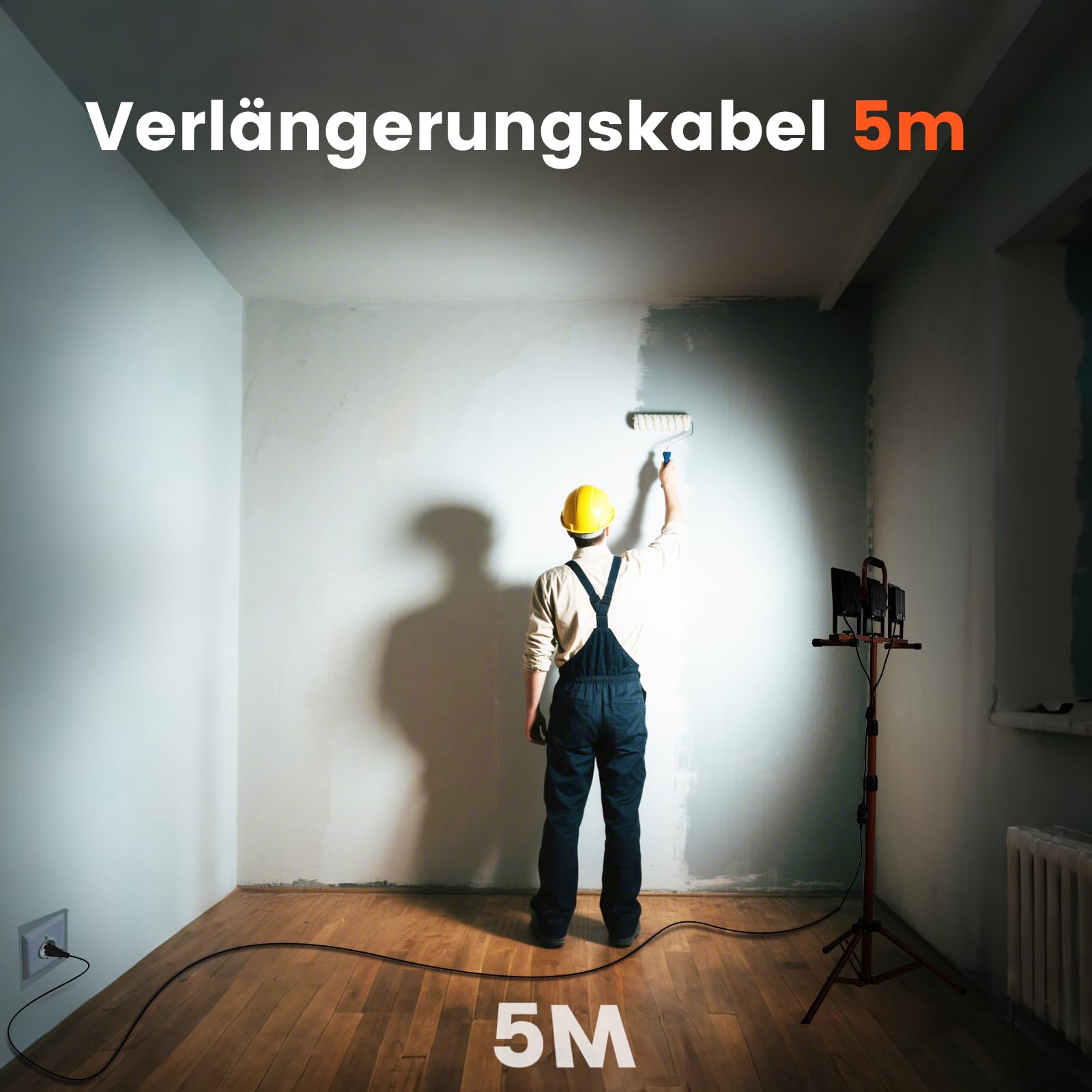 ETOOLAB Baustrahler LED mit Stativ | Baustrahler Led | 30000LM | 225W（ 3x 75W) | StrahlerArbeitsscheinwerfer 5m Bauscheinwerfer | Baustellenlampe | 98-200cm außen höhenverstellbar