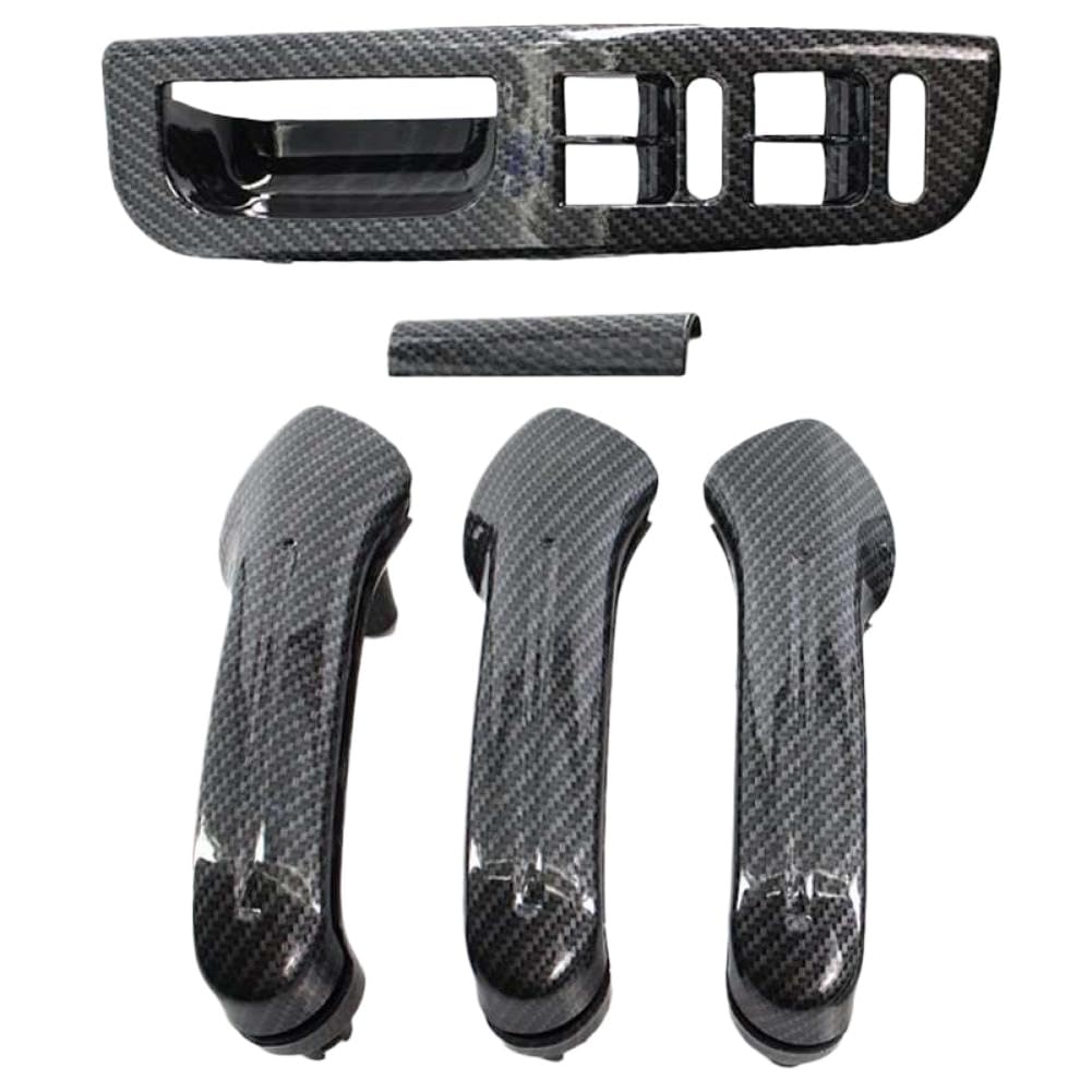 Htoqac Carbon Fiber Interior Door Handle Grab Cover Switch Bezel Compatible with MK4 1998 2004 LHD RHD(Black RHD)