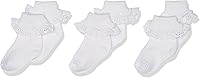 Jefferies Socks Newborn Baby Girl Eyelet Lace Turn Cuff Socks, 3 Pair Pack - Seamless Toe Comfort